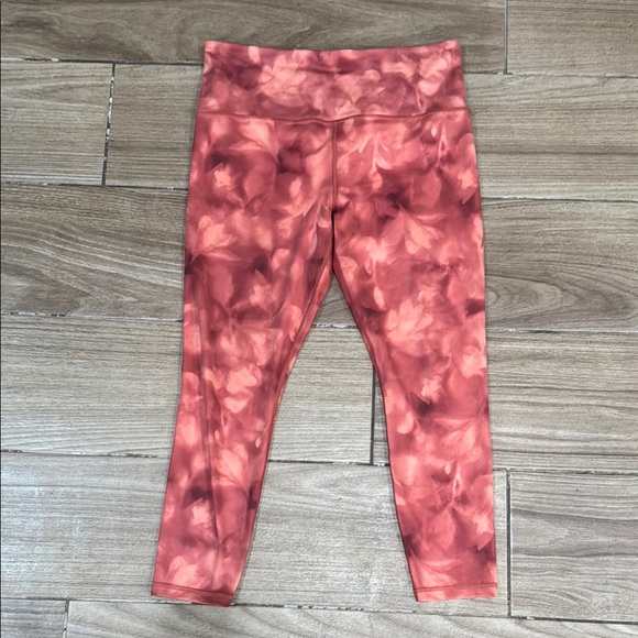 Athleta Pink/Orange Floral Print Elation Leggings - Picture 1 of 7